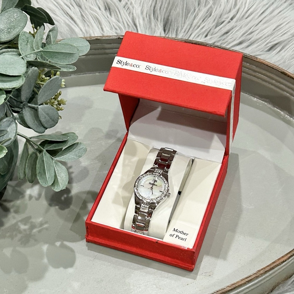 Style & Co Watch Womens Silver Tone Stainless Steel Classic Rhinestones NEW